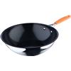 San Ignacio Compact - 28 cm Wok - Alluminio forgiato - Fusion di Whitford interno in nero nero - Esterno in finitura Matt - Elenco di induzione - Dettaglio in acciaio inossidabile Dettaglio colore