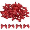 QUARKZMAN 50 Pz Mini Fiocco di Nastro in Tessuto di Raso per Artigianato Fai da Te, Cucito, Matrimonio, Compleanno, Festa - Rosso