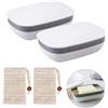 Queta 2 contenitori portasapone in plastica per bagno, viaggi, escursionismo, campeggio, con 2 sacchetti per sapone in Sisal (bianco)