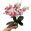 Rikyo 4 mazzetti di fiori artificiali tropicali da 27.9 cm, mini orchidea con 4 teste di fiori di seta e orchidee phalaenopsis foglie finte per matrimoni, fiori, bonsai da giardino (bianco)