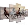 Runa Art - Quadri Cavalli 200 x 100 cm 5 Pezzi XXL Decorazione Murale Design Marrone 014151a