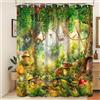 Xiaoterna Tenda da Doccia Fiaba Foresta Fungo Albero Erba Tessuto Impermeabile Lavabile in Lavatrice 240x180cm Verde Grafico Fantastica Giungla