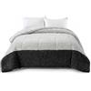 INTRECCI Trapunta Matrimoniale Invernale 250x250 cm In Tessuto Sherpa Agnellato Calda Coperta Autunno Inverno Piumone In Morbida Microfibra Anallergica Antiacaro (Titanio/Nero)