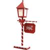 Generico Lampione Natalizio in metallo h. 53 cm, Lampada di Natale Luce per Feste Decorazioni per FESTIVITÀ Lanterna Babbo Natale, Addobbi natalizi Rosso 24x8x53 cm in latta tema candy canes bianco