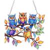 AIRDEA Gufi Colorati Diamond Painting Ciondolo Acrilico Doppia Faccia, Ramo d'Albero Diamond Painting Decorazione Sospesa Kit Completo, Diamantini Crystal Art Ciondolo Acchiappasole 7x8 inch