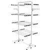 Todeco Stendibiancheria a torre pieghevole a 4 livelli in acciaio inox, asciugabiancheria a torre con 6 ruote, ali, asta superiore, stendibiancheria mobile per balcone, soggiorno, vasca da bagno, nero