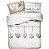 BIANCHERIAWEB Copripiumino Sacco Piumone Pensieri Delicati Cotone Disegno Cuore Appeso Singolo Beige