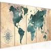 Runa Art Murali XXL Mappa Del Mondo 200 x 80 cm Verde Marrone 5 Pezzi - Made in Germany - 026055a