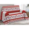 BIANCHERIAWEB Telo Arredo Granfoulard Copritutto Cotone Copriletto Multiuso Disegni Invernali OB 1 Piazza Snow Rosso