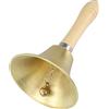 HXMJIED Campana dorata extra forte con manico in legno, 11 cm, in ottone, campana per scuola, slitta da meditazione, campane decorative da scrivania per scuola, chiesa, hotel, Natale e servizio di nozze