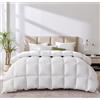 Homyrium Piumino Matrimoniale 220×240 cm 4 Stagioni - Piumone in Piuma d'Oca Naturale (2100 g) - Trapunta Morbida, Calda e Traspirante - Certificato OEKO-TEX e RDS, Bianco