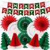 Vookkp 13PCS Decorazioni Natalizie Riutilizzabile Fiocchi di Neve+ Cappello Babbo Natale+Bandierine Colorate+ Albero di Natale di Carta Addobbi Natalizi per La Casa Decorazioni Natalizie da Appendere