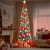 Yallmie 150cm/5FT Albero di Natale Artificiale, Pieghevole Albero di Natale con luci LED 50er e Paillettes, Illuminato Pop Up Christmas Tree Slim a Spirale Decorazioni per Interni Feste (Rosso-A)