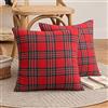 FATCAT Set di 2 federe per cuscino scozzesi natalizie in tartan, a quadretti rossi, classiche e durevoli, morbide e comode, utilizzabili sul divano del soggiorno (tartan grande, 45 x 45 cm)