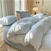 Covebett, biancheria da letto, 220 x 240, in microfibra, motivo geometrico a quadri, stile country, con fantasia a quadretti, rinforzata, in microfibra lavata, copripiumino e 2 federe per cuscini da