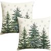 Artoid Mode Federe per cuscino con motivo di alberi di pino e fiocchi di neve, 2 pezzi, 45x45 cm, Merry Christmas Xmas, federa decorativa per cuscino, copripiumino per divano
