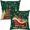 Générique 2 Fodere per Cuscino di Natale 45x45cm｜Decorazione per Divano Invernale｜Lavabile｜Idea Regalo per Decorazioni Festive (Lin 2 Verde)