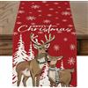 JOTOM Runner da tavola con cervi di Natale, 40 x 240 cm, con albero di Natale, fiocco di neve, runner da tavola invernale, decorazione per interni, casa, feste (alce)