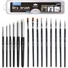Zyluniy Pennelli Miniature Professionali - 6 Dry Brush & 9 Pennelli Dettagli Fine,Warhammer 40k Miniature,Modellismo per Acrilico, Pittura ad Acquarello, Warhammer 40k, Dettagli, Miniatura (15 Brush)