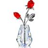 H&D HYALINE & DORA Rose rosse in cristallo, statuetta a forma di rosa in vetro con asta in argento, fermacarte Forever Crystal Rose, regalo romantico per lei/moglie/mamma/donne, regalo di San