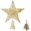 GWAWG Puntale a stella di Natale, stella dorata per la cima dell'albero (20 x 25 cm)
