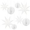 MIAHART 8 Pezzi Decorazioni Natalizie Stelle da Appendere 4 Pezzi Lanterne a Stella a 9 Punte con 4 Pezzi Sfera a Nido d'Ape Carta Appesa Bianca 3D per Matrimonio Festa Decorazione