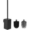 BVL Scopino per WC nero, montaggio a parete, scopino per WC in silicone, design unico rettangolare, con 2 testine incluse