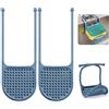WALLFID Confezione da 2 portaspugne per lavello da cucina, supporto spugna ventosa regolabile silicone, purificatori, sapone, blu denim
