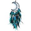 MUU Acchiappasogni a Forma di Luna Grande,Acchiappasogni Fatto A Mano da Parete,Indiano L'acchiappasogni di Piume Blu,Ornamento da Appendere Alla Parete Regalo per Bambini Adolescenti Adulti Amici