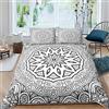 Loussiesd Set di biancheria da letto in bianco e nero con motivo mandala etnico retrò bohémien cachemire floreale set di biancheria da letto stile boho copripiumino camera 2 pezzi singolo formato cerniera