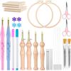 MSDADA 21 Pezzi Punch Needle Kit, Ago Magico per Ricamo, Aghi Regolabili, Penna, Tela per Punto Croce per Lavori Fai da Te (Blu)