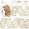 Geosar 1 rotolo di nastro glitterato a rete dorata da 6,3 cm x 20 m di nastro metallico per Natale, feste, confezioni regalo, ghirlande, artigianato fai da te, decorazioni per albero di Natale