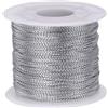 QUARKZMAN Corda in Poliestere 1mm 100 Metri Filo Perline Cerato Corda Lavori Artigianali per Creazione Gioielli Braccialetti Collane Intrecci Macramè Corda Raso, Argento