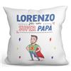 Mugffins Cuscino PERSONALIZZABILE PAPÀ/PADRE - En italiano - Sei Super! - Idee Regali Divertenti - Rivestimento e Imbottitura (40x40 cm). Tatto Cotone