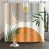 Xiaoterna Tenda da doccia linea sole Tenda da bagno rustica Tenda da doccia moderna astratta Foglie verdi Sole Pizzo Linee Tenda da doccia Tessuto impermeabile lavabile in lavatrice 120x180cm