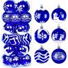 Joiedomi 24 ornamenti per palline di Natale, dipinti delicati e scintillanti, infrangibili, per vacanze, decorazioni per feste, ornamenti per alberi ed eventi speciali (blu e bianco, 5,8 cm)