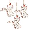 Logbuch-Verlag 3 ciondoli Natalizi Gatto Legno marrone bianco rosso amanti quattro zampe Regalo addobbi Albero Natale Decorazione Vintage gatti micio