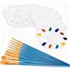 Bessy shop 5 PCS Tavolozza Plastica per Pittura con 10 Pennelli,Paint Palette 10 Well,Palette per Miscelare,per Artisti,Studenti e Hobbisti,Kidney Shape