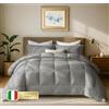 Beybe Trapunta invernale letto singolo 135x200 cm in Cotone Percalle - Imbottitura Anallergica e Traspirante - Made in Italy Rifinita a Mano, Alta Qualità e Comfort Tutto l'Anno (Grigio)