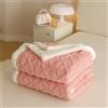 Chickwin Tinta Unita Coperta Pile Sherpa, Jacquard Coperta Spessa Invernale Coperta Calda Microfibra Divano Fluffy Super Morbida per Letto Singolo Matrimoniale (180x200cm,Rosa)