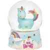 Dekohelden24 Palla di neve con unicorno, varie dimensioni, Kugel Ø 6,5 cm, Blaues Einhorn