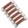 FBShop(TM) 6 pomelli per mobili da cucina, in metallo e pelle, per cassetto, armadio, credenza, Marrone, Hole distance:96mm