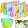 BUYGOO Mollette Bucato Plastica 70PZ 2 Cesti, Mollettoni Teli Mare Vestiti Antivento Clip Cestini Blu Verde, Mollette Panni Sdraio Spiaggia Colorate