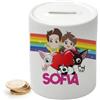 irpot Salvadanaio Personalizzato con stampa a scelta e nome in ceramica bianca idea regalo per bambini ragazzi (Me contro Te)