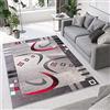 TAPISO Dream Tappeto Camera Soggiorno Salotto Moderno Grigio Rosso Astratto Geometrico A Pelo Corto 160 x 220 cm