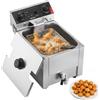 VEVOR Friggitrice Elettrica in Acciaio Inox, Friggitrice con Sistema di Filtraggio dell'Olio Capacità Olio 6,8 L 2500 W da Banco con Cestello Coperchio, Controllo Temperatura Valvola di Scarico Olio
