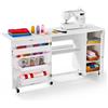 VEVOR Tavolo da Cucito Pieghevole Tavolo Multiuso per Macchina da Cucire con Mobiletto Design Compatto, Porta Magnetica, Postazione per Lavori Artigianali e Scrivania per Casa, Bianco