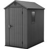 Keter Casetta da giardino Darwin 4x6, Finitura Effetto Legno Naturale, Grigia, 126x184,5x205 H Cm