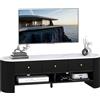 HOMCOM Mobile TV 140 cm, mobile TV per televisore 65 pollici effetto marmo con 3 cassetti frontali a canna di fucile 2 mensole nero | Aosom Italy
