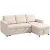 HOMCOM Divano angolare con chaise longue reversibile, vano portaoggetti e 3 cuscini per schienale, 211.5x146x85cm, crema | Aosom Italy